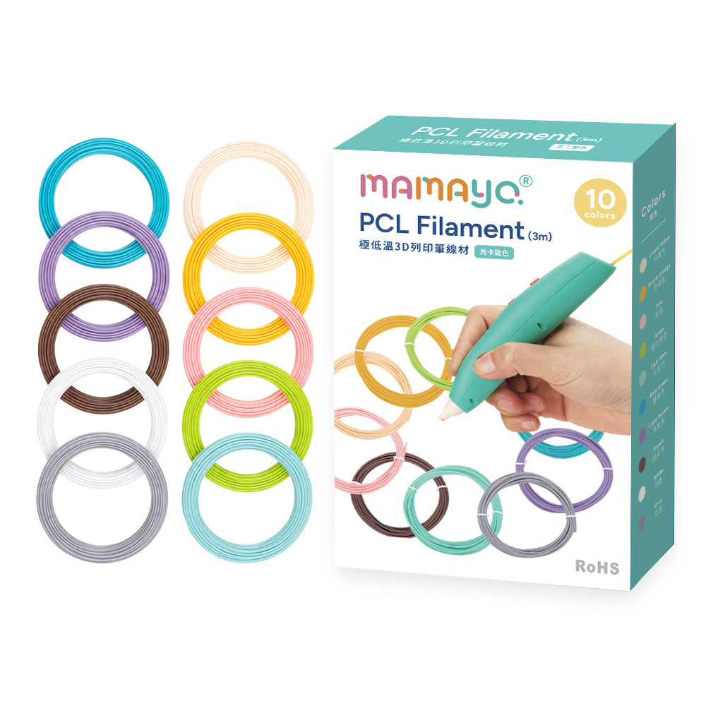 Mamayo 3D Printing Pen Filament Refills - Pastel 10 Colors (3m)
