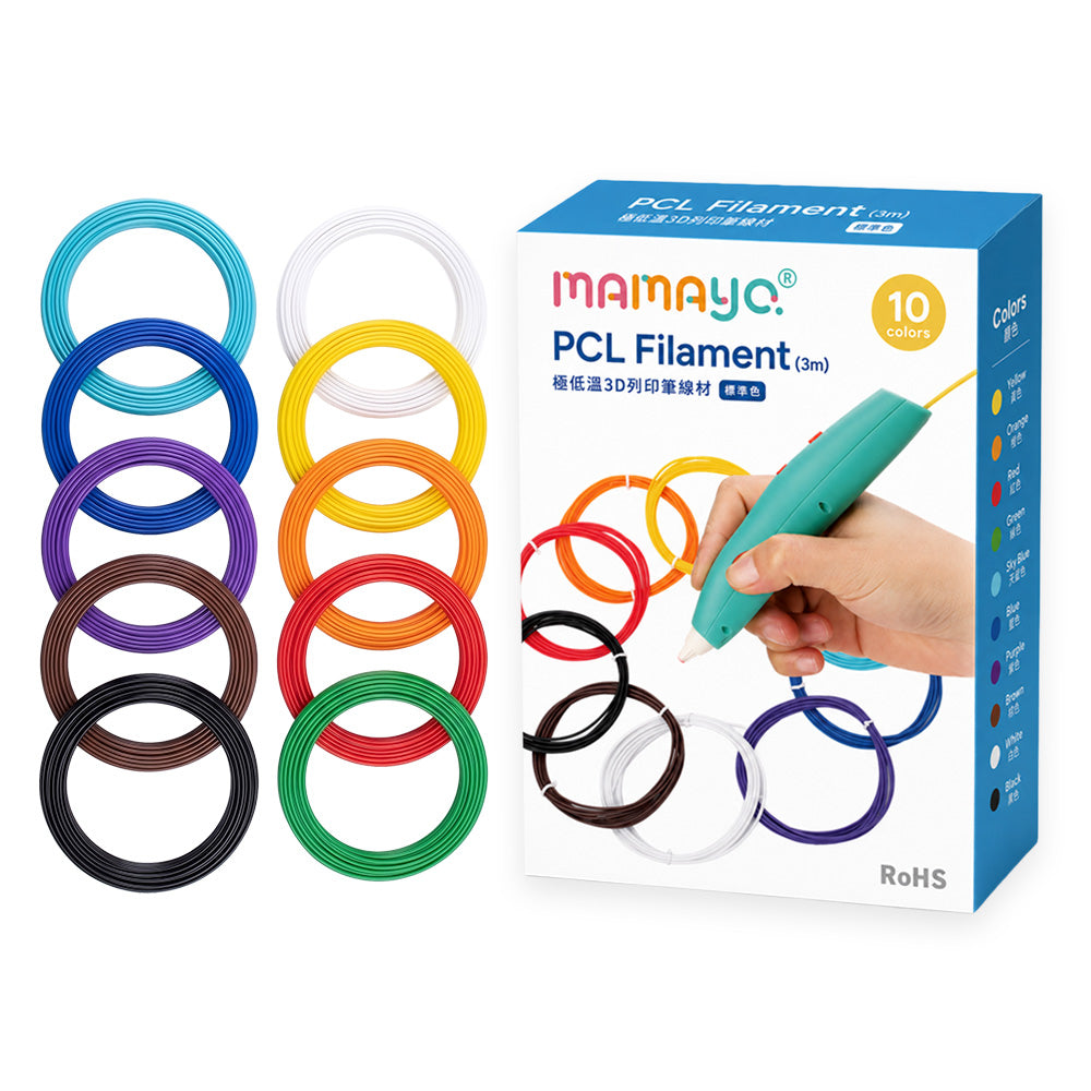 Mamayo 3D Printing Pen Filament Refills - Standard 10 Colors (3m)