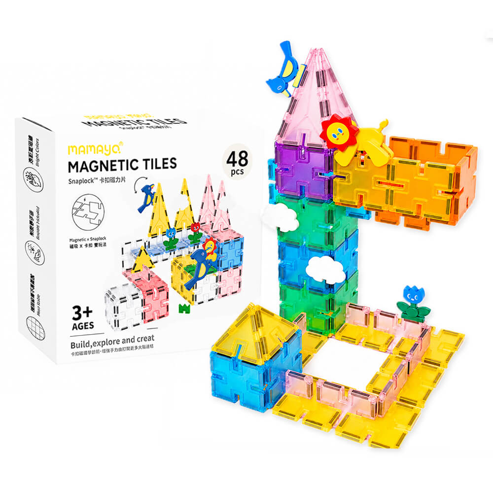 MamayoSnaplock™ magnetic Tiles transparent (48pcs)