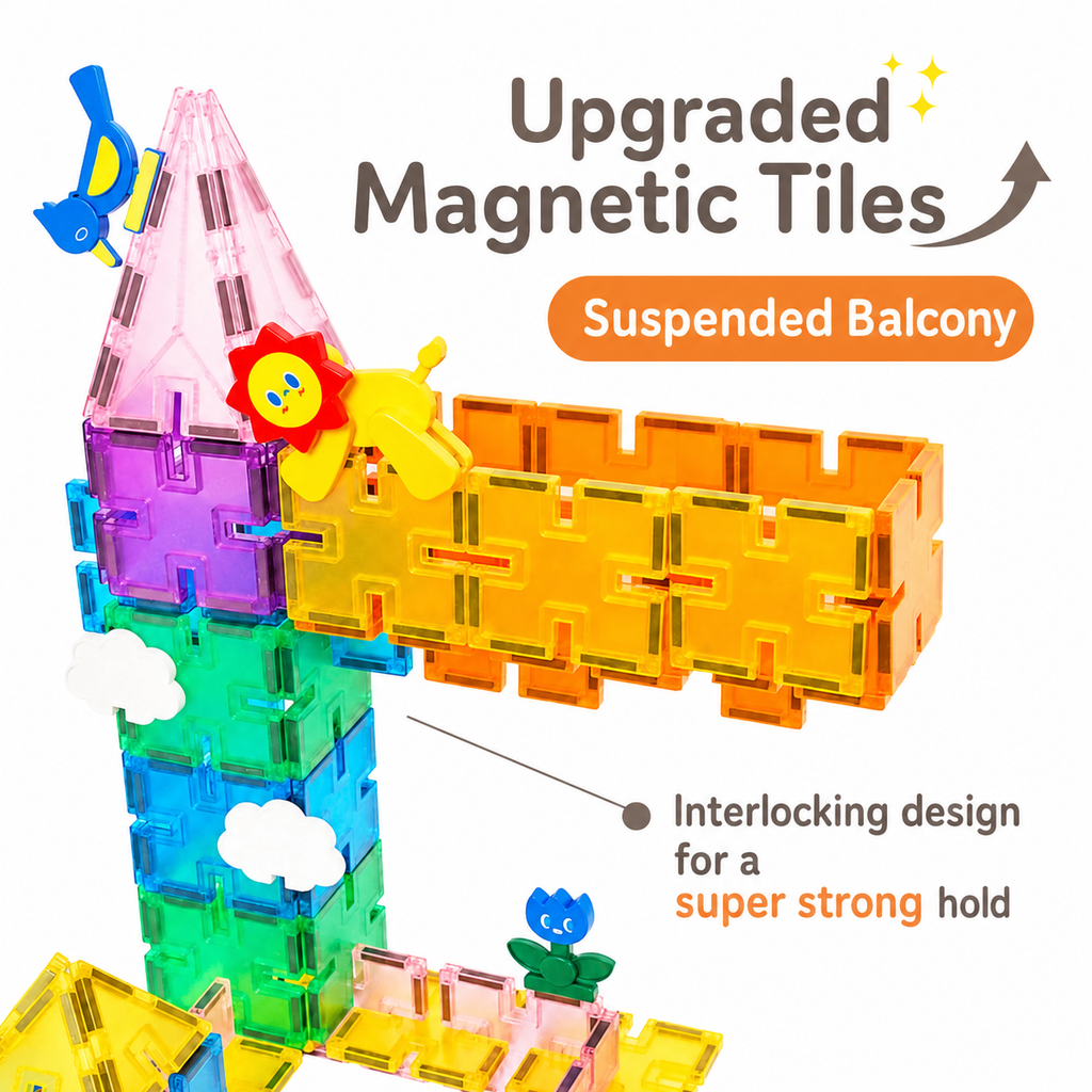 MamayoSnaplock™ magnetic Tiles transparent (48pcs)