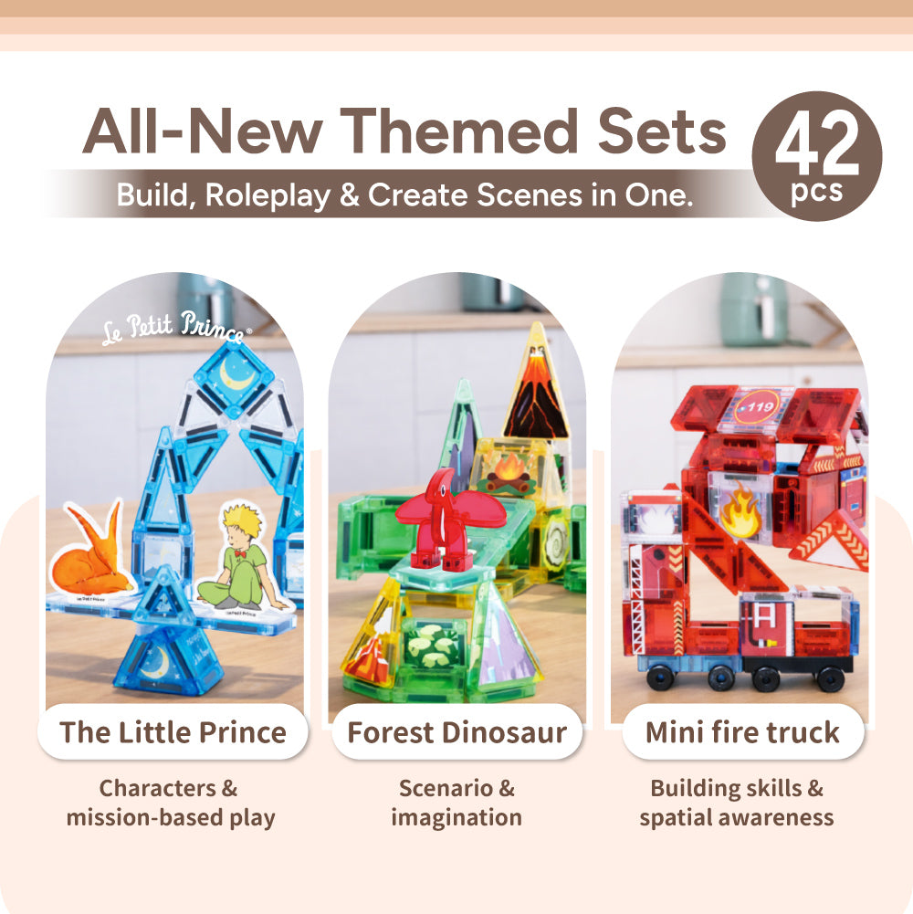 Mamayo Mini Magnetic Tiles – Forest Dinosaur Set (42pcs)