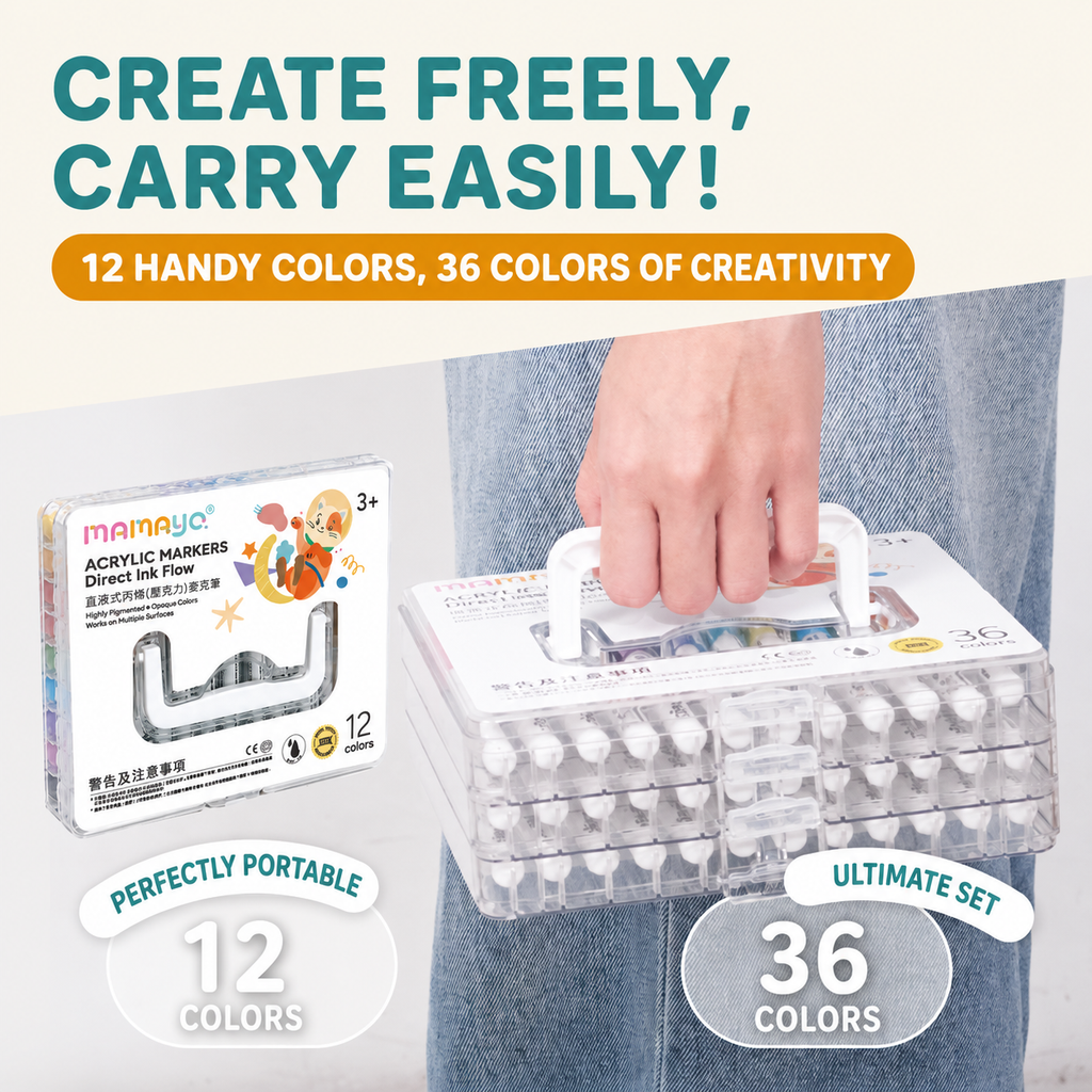 Mamayo Direct-Liquid Acrylic Markers - 12 Colours