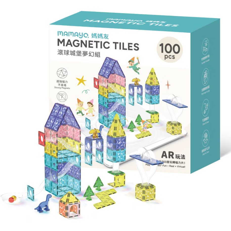 Mamayo Magnetic Tiles- Dreamy Marble Castle Set (100pcs)