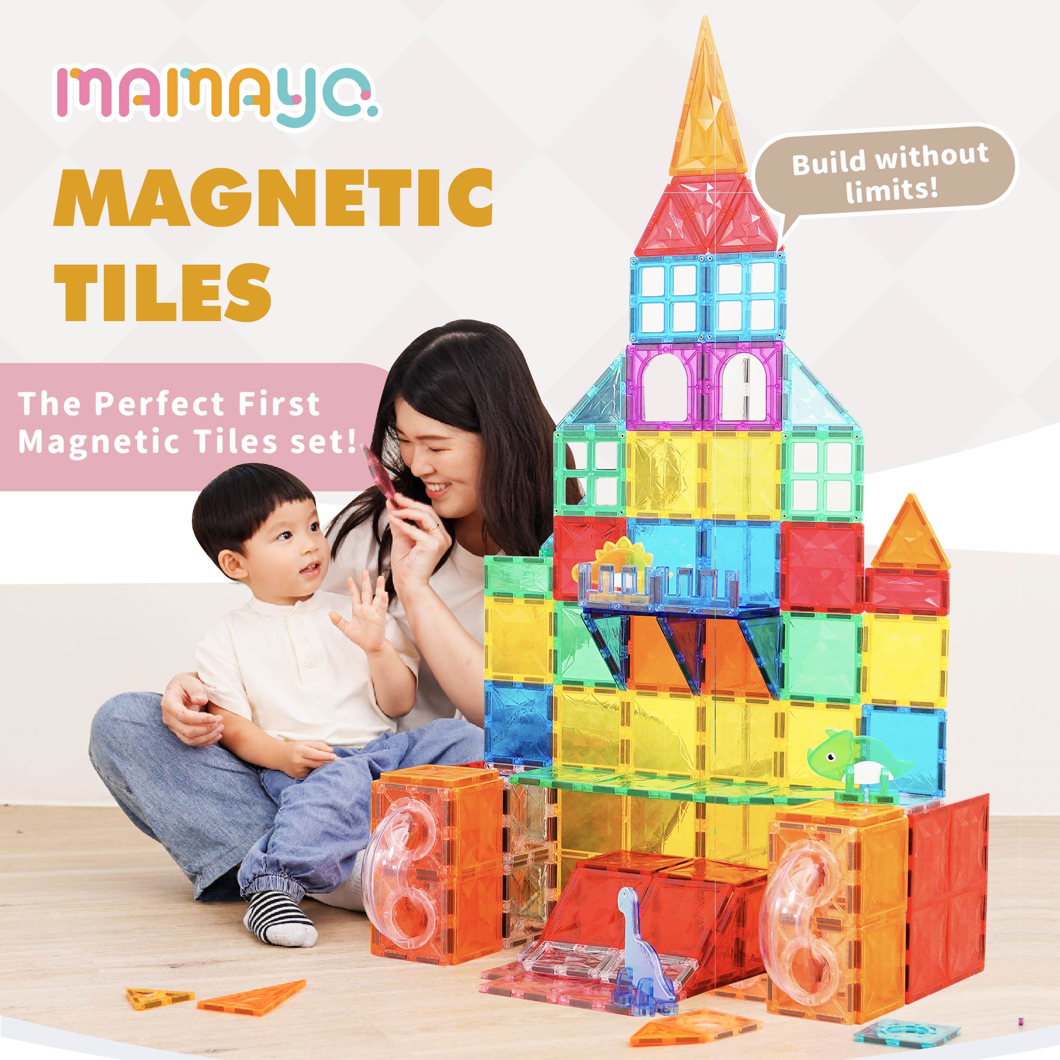 Mamayo Magnetic Tiles- Rainbow Paradise Deluxe Set (103pcs)