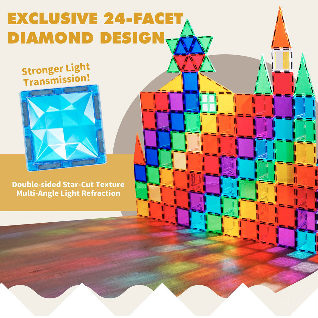 Mamayo Magnetic Tiles- Dreamy Marble Castle Set (100pcs)