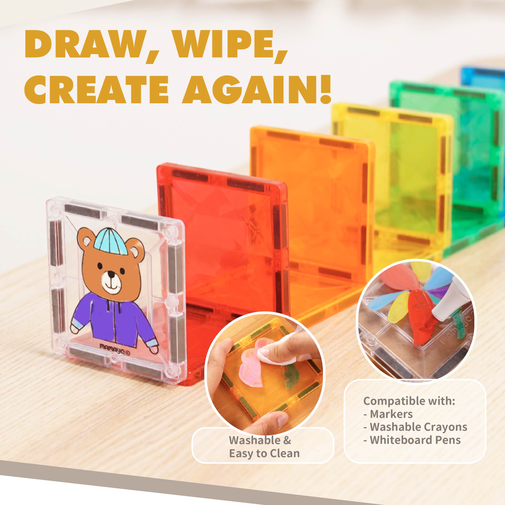 Mamayo Magnetic Tiles- Rainbow Paradise Deluxe Set (103pcs)