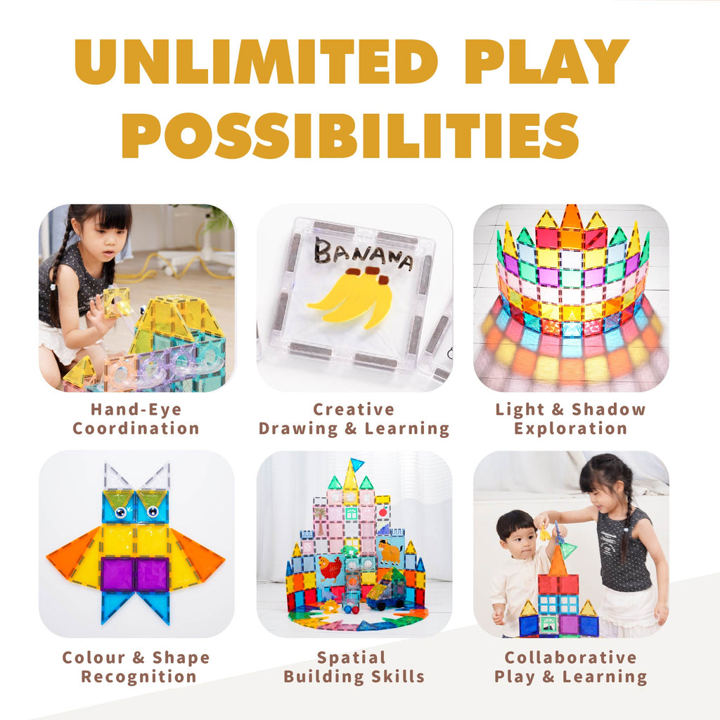 Mamayo Magnetic Tiles- Dreamy Marble Castle Set (100pcs)