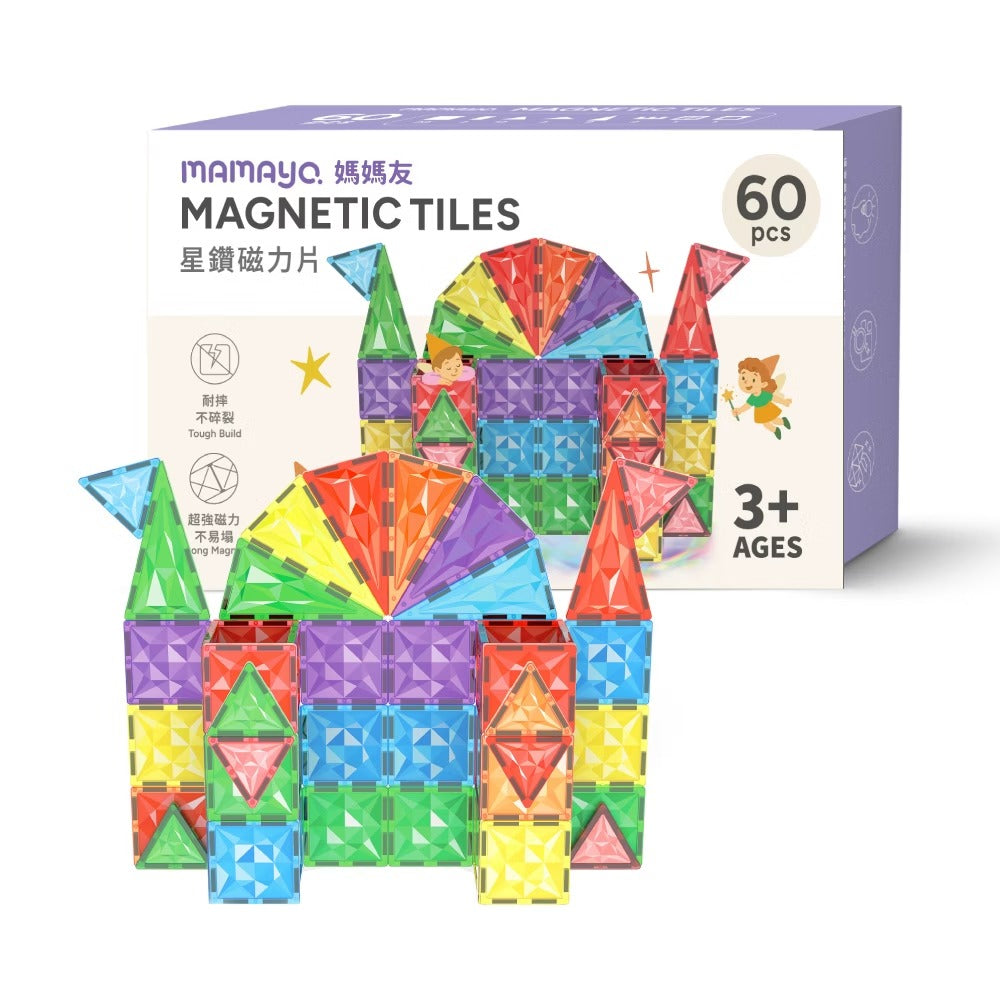 Mamayo Magnetic Tiles- Rainbow Paradise Deluxe Set (60pcs)