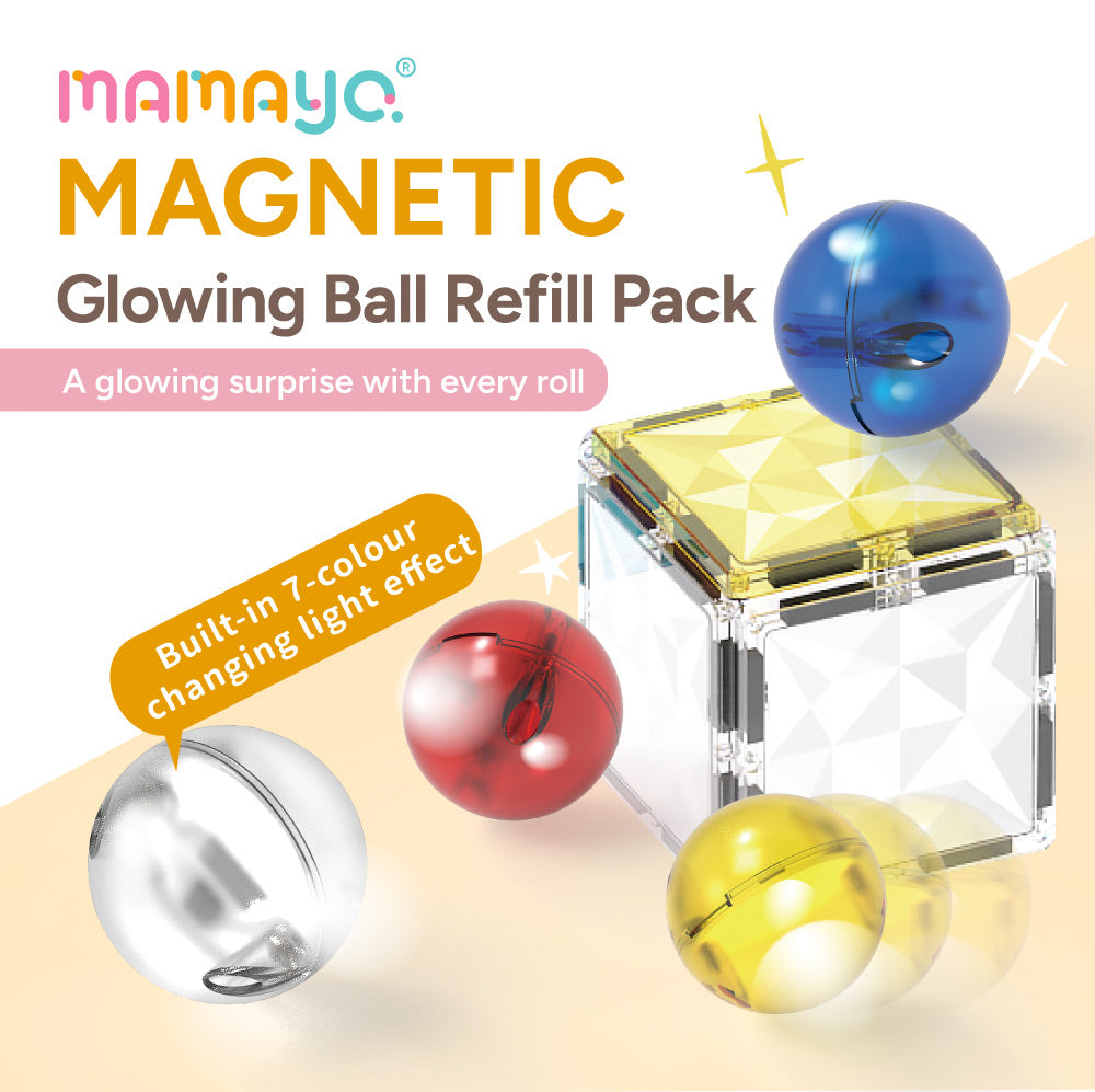 Mamayo Magnetic Tiles – Glowing Ball Refill Set (4 pcs)