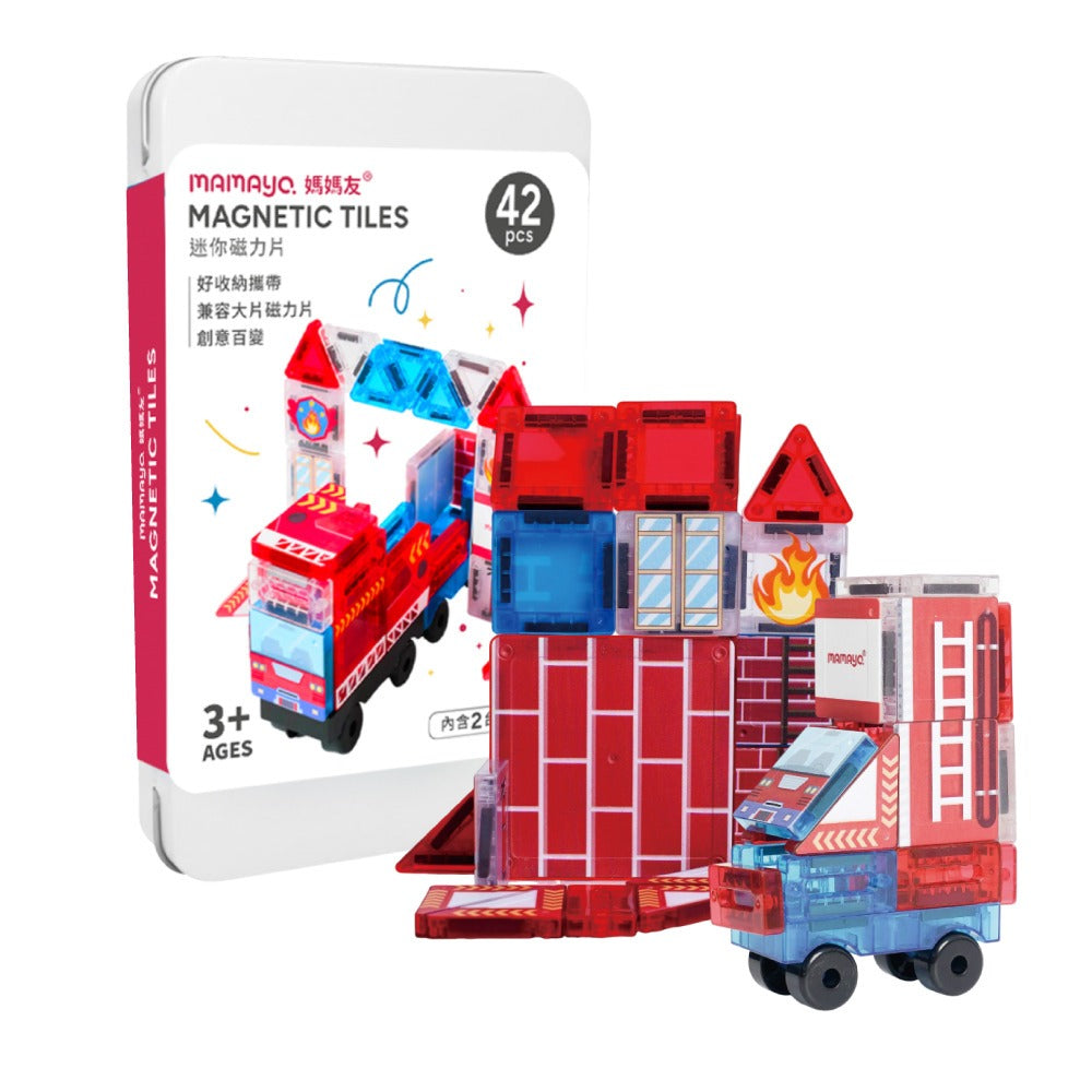 Mamayo Mini Magnetic Tiles – Fire Truck Set (42pcs)